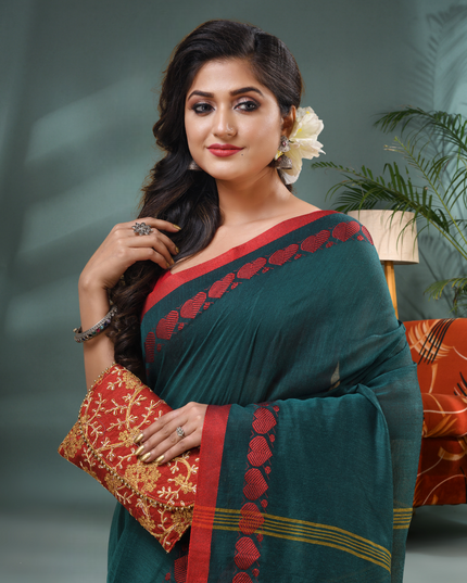 Women’s Traditional Bengali Tant Handloom Cotton Saree – Loveria Design