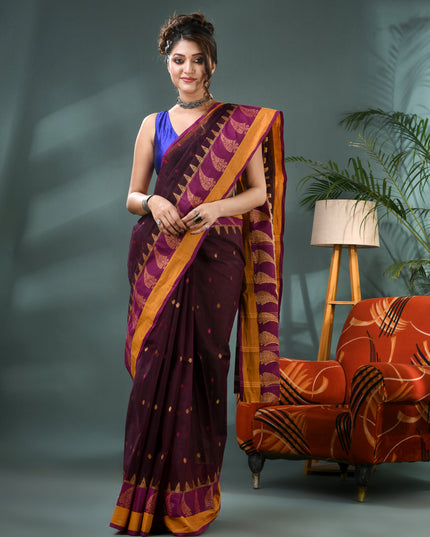 Handloom Cotton Tant Saree – Sitaara Borfi Design