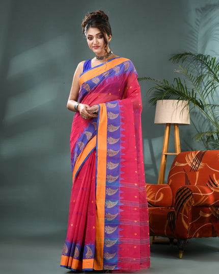 Handloom Cotton Tant Saree – Sitaara Borfi Design