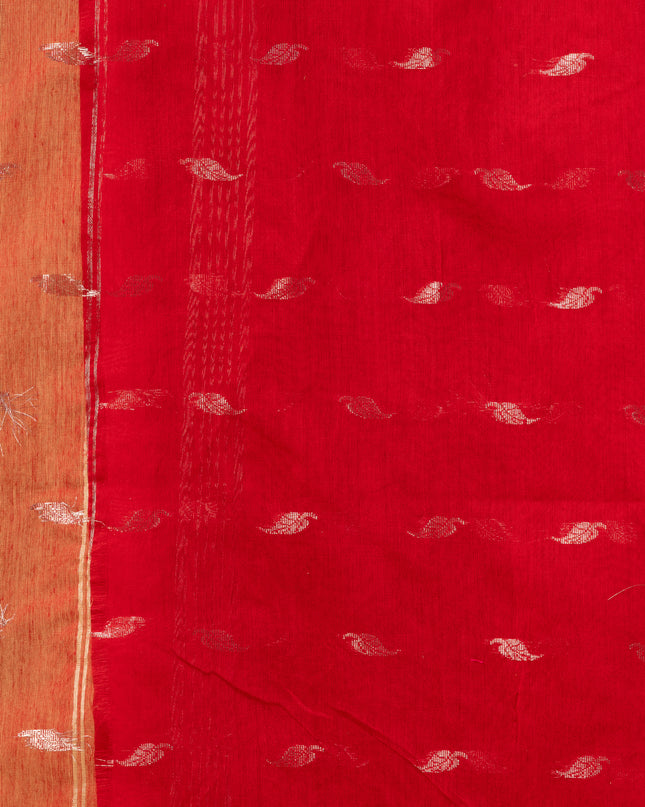 Women's Handloom Cotton Silk Saree - Flowing Leaves Design Saree