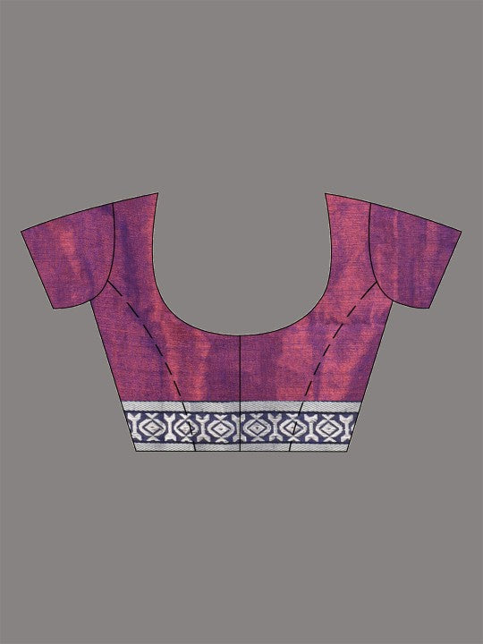 DESH BIDESH Premium Purple Woven Design Tissue Saree with Unstitched Blouse Piece