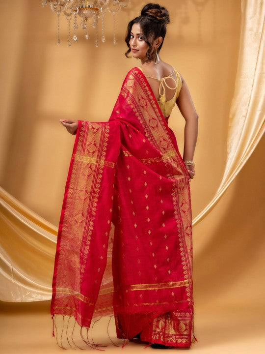 DESH BIDESH Woven Design Zari Maheshwari Saree