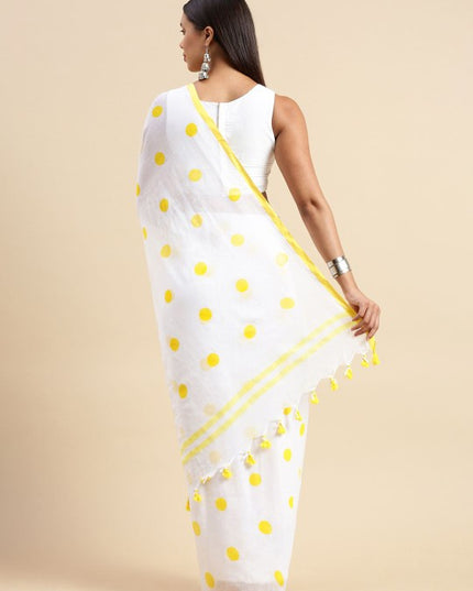 DESH BIDESH Polka Dot Pure Cotton Taant Saree