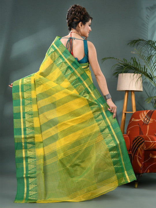 DESH BIDESH Bandhani Zari Pure Cotton Taant Saree