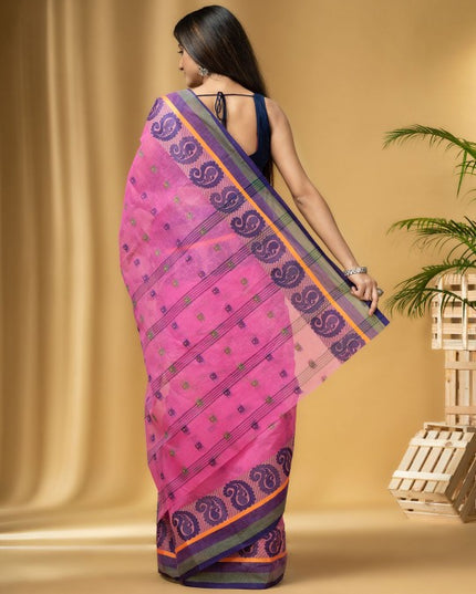 DESH BIDESH Paisley Woven Design Cotton Taant Saree