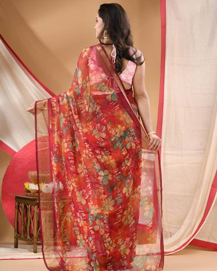 DESH BIDESH Floral Printed Zari Saree