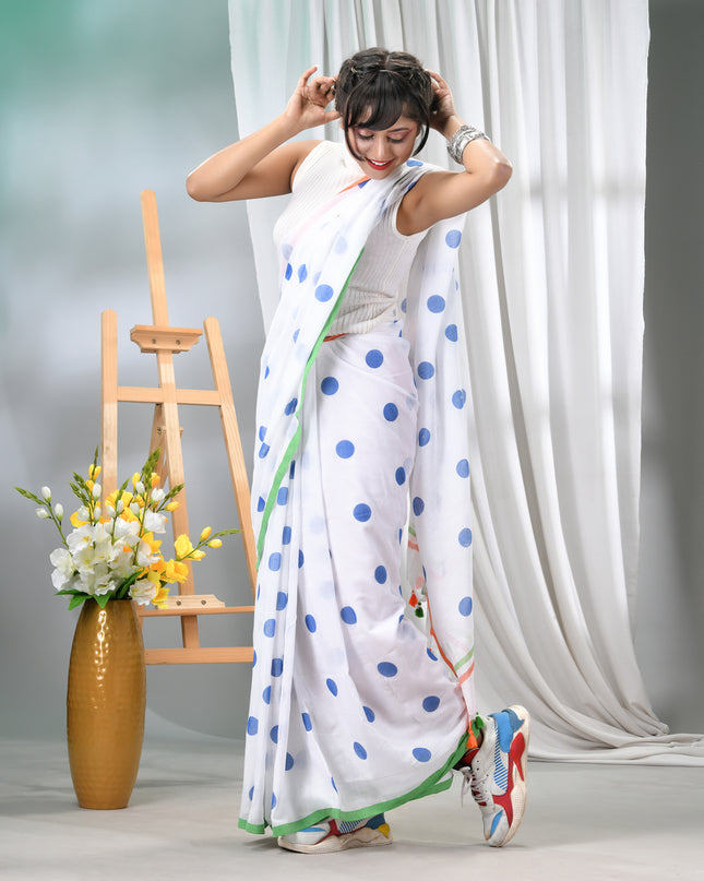 Tri Color Cotton Saree for Independence Day Soft Pure Mulmul Saree