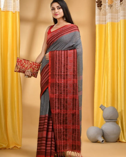 DESH BIDESH Woven Design Pure Cotton Taant Saree