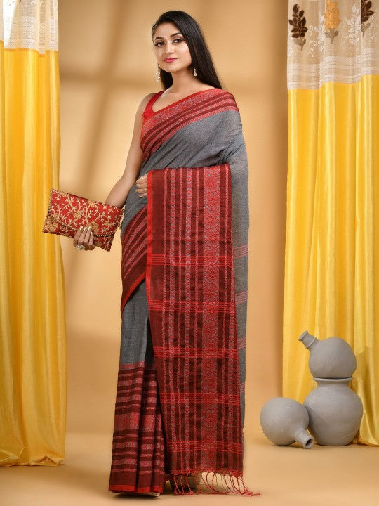DESH BIDESH Woven Design Pure Cotton Taant Saree