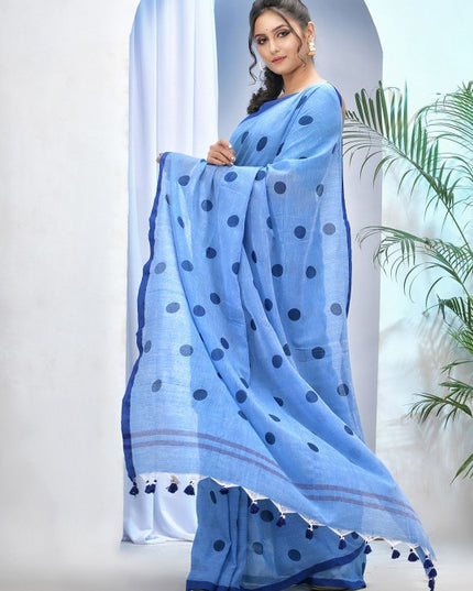 DESH BIDESH Polka Dot Pure Cotton Saree