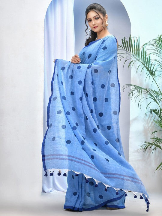 DESH BIDESH Polka Dot Pure Cotton Saree