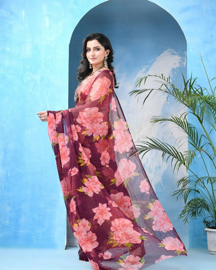 DESH BIDESH Floral Printed Bandhani Saree