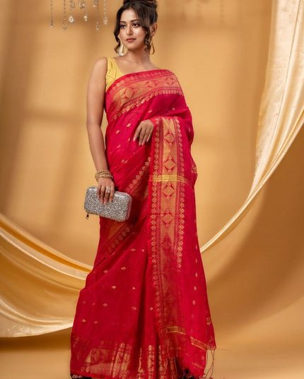 DESH BIDESH Woven Design Zari Maheshwari Saree