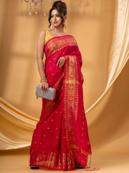 DESH BIDESH Woven Design Zari Maheshwari Saree