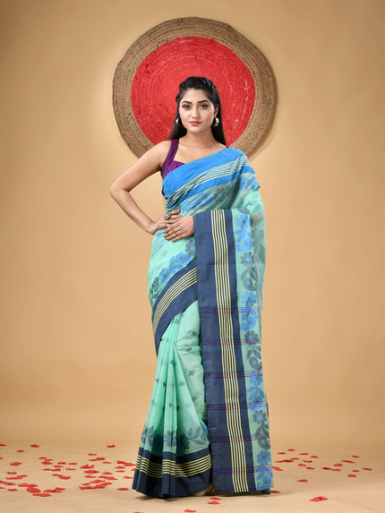 DESH BIDESH Ethnic Motifs Pure Cotton Taant Saree for Women - Traditional Indian Attire