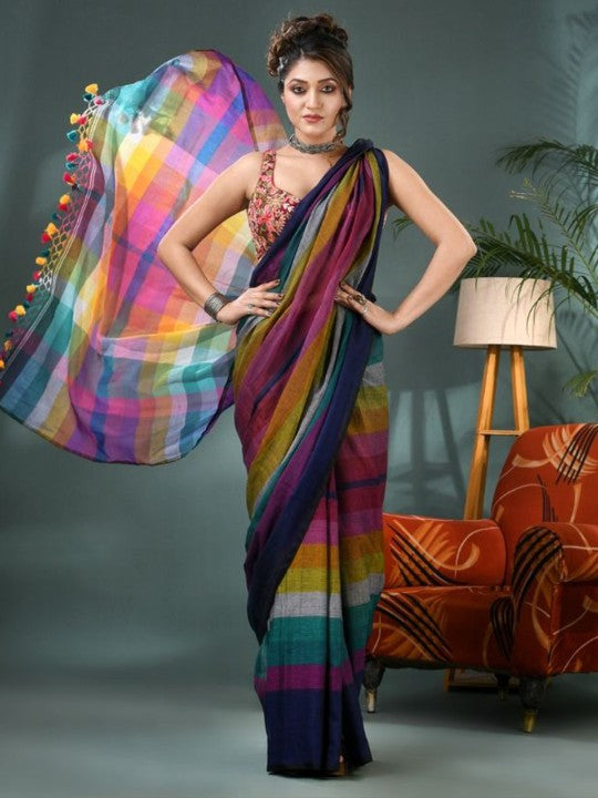 DESH BIDESH Striped Pure Cotton Saree