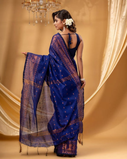 DESH BIDESH Women Woven Design Zari Taant Saree