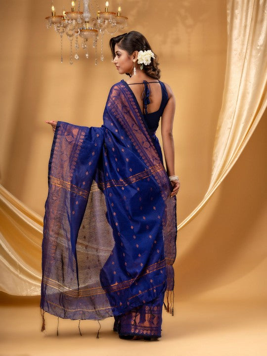 DESH BIDESH Women Woven Design Zari Taant Saree