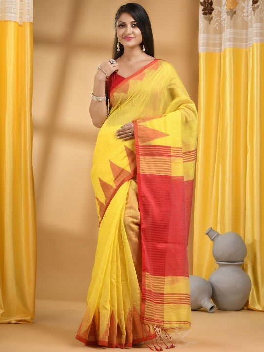 DESH BIDESH Woven Design Pure Cotton Handloom Taant Saree