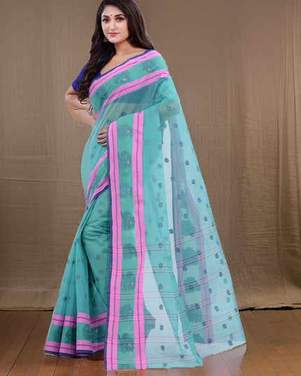DESH BIDESH Woven Design Pure Cotton Taant Saree