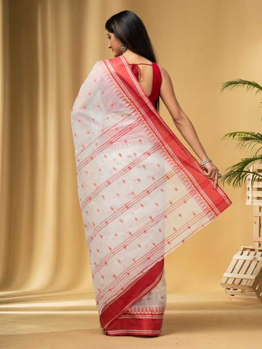 DESH BIDESH Elegant Polka Dots Woven Design Saree for Women