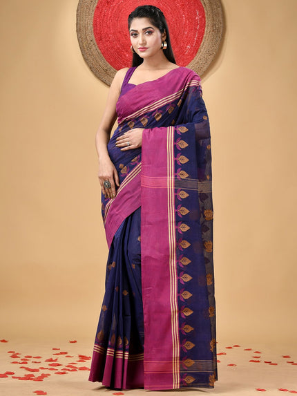 DESH BIDESH Women's Ethnic Motifs Pure Cotton Taant Saree for Traditional Attire