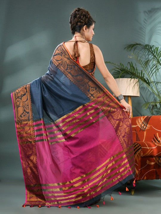DESH BIDESH Zari Silk Cotton Kanjeevaram Saree