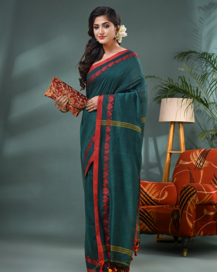 Women’s Traditional Bengali Tant Handloom Cotton Saree – Loveria Design