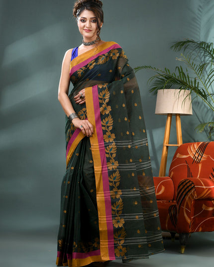 DESH BIDESH Woven Design Zari Pure Cotton Taant Saree