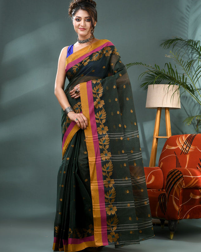 DESH BIDESH Woven Design Zari Pure Cotton Taant Saree