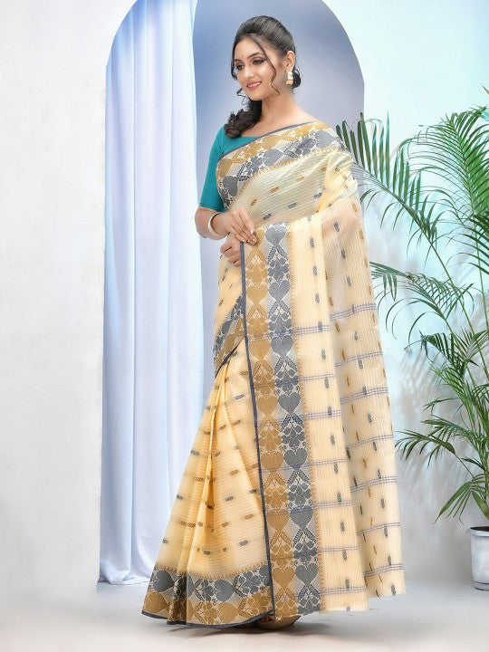 DESH BIDESH Woven Design Pure Cotton Taant Saree