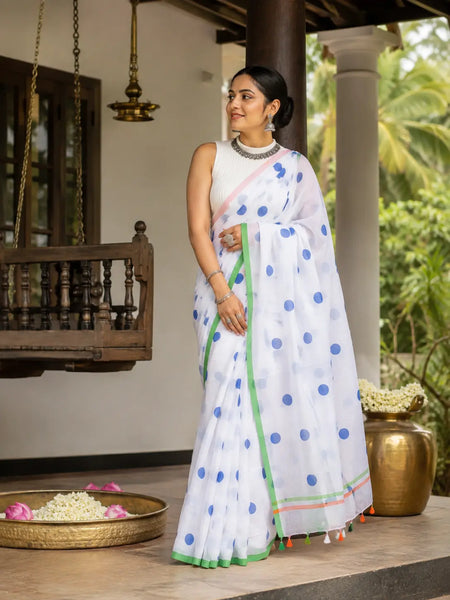 Tri Color Cotton Saree for Independence Day Soft Pure Mulmul Saree