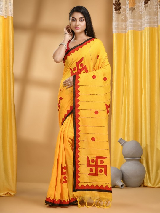 DESH BIDESH Pure Cotton Handloom Taant Saree