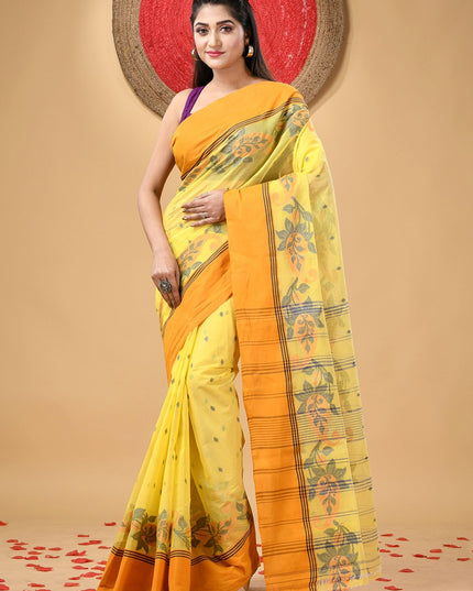 DESH BIDESH Women Ethnic Motifs Woven Design Pure Cotton Taant Saree