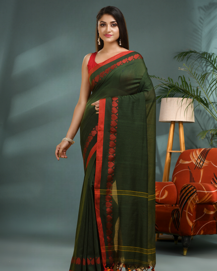 Women’s Traditional Bengali Tant Handloom Cotton Saree – Loveria Design