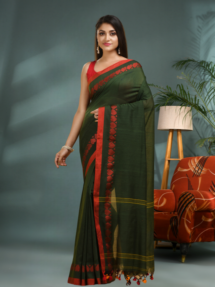 Women’s Traditional Bengali Tant Handloom Cotton Saree – Loveria Design