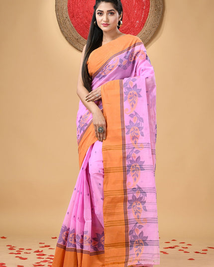 DESH BIDESH Ethnic Motifs Woven Design Pure Cotton Taant Saree for Women