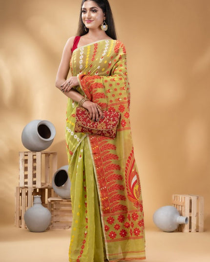 DESH BIDESH Women's Ethnic Motifs Embroidered Pure Cotton Saree