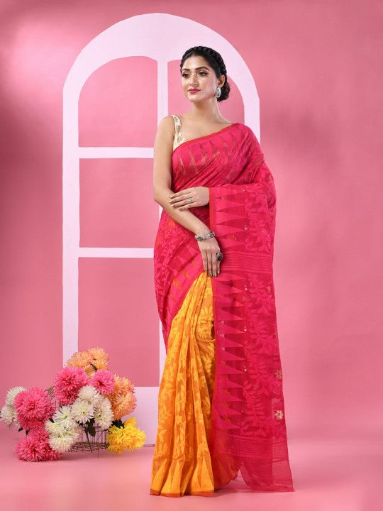 DESH BIDESH Woven Design Pure Cotton Taant Saree
