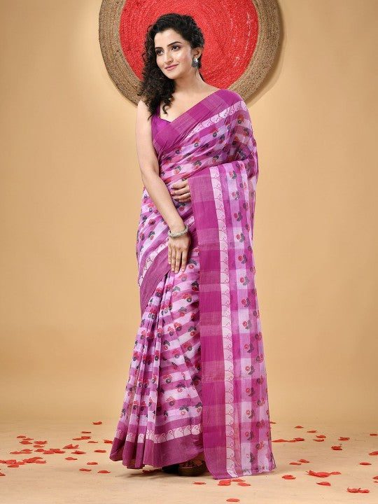 DESH BIDESH Floral Printed Pure Cotton Saree for Women