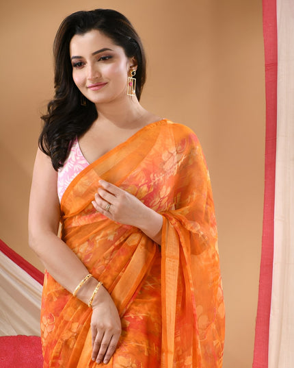 DESH BIDESH Noor-e-Zari Floral Printed Zari Saree