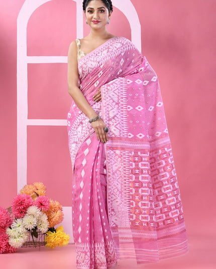 DESH BIDESH Exquisite Woven Zari Jamdani Saree: Traditional Indian Ethnic Wear for Women