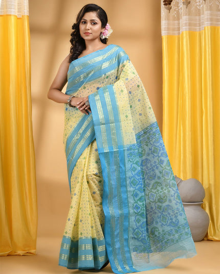 DESH BIDESH Woven Design Zari Pure Cotton Taant Saree