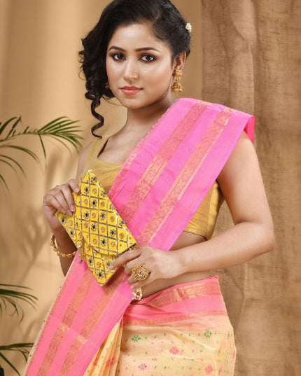 DESH BIDESH Woven Design Zari Pure Cotton Jamdani Saree