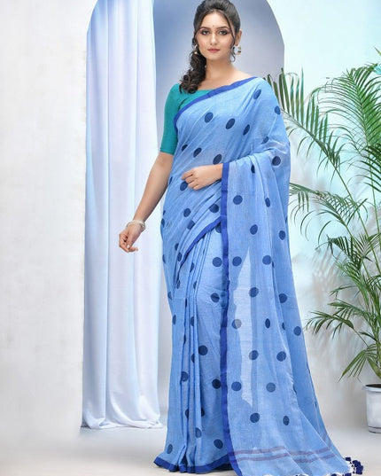 DESH BIDESH Polka Dot Pure Cotton Saree