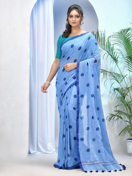 DESH BIDESH Polka Dot Pure Cotton Saree