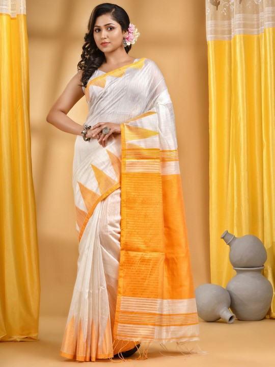 DESH BIDESH Woven Design Pure Cotton Taant Saree