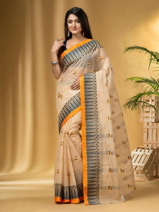 DESH BIDESH Woven Design Pure Cotton Taant Saree