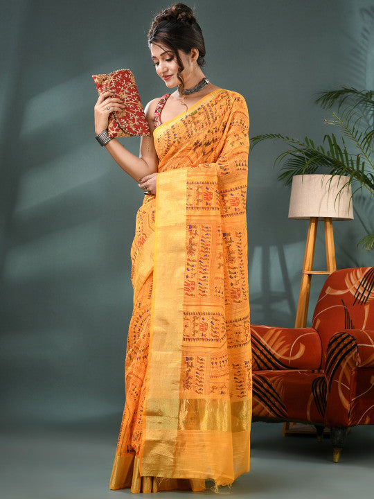 DESH BIDESH Warli Printed Bandhani Saree - Sarees for Women 35203541