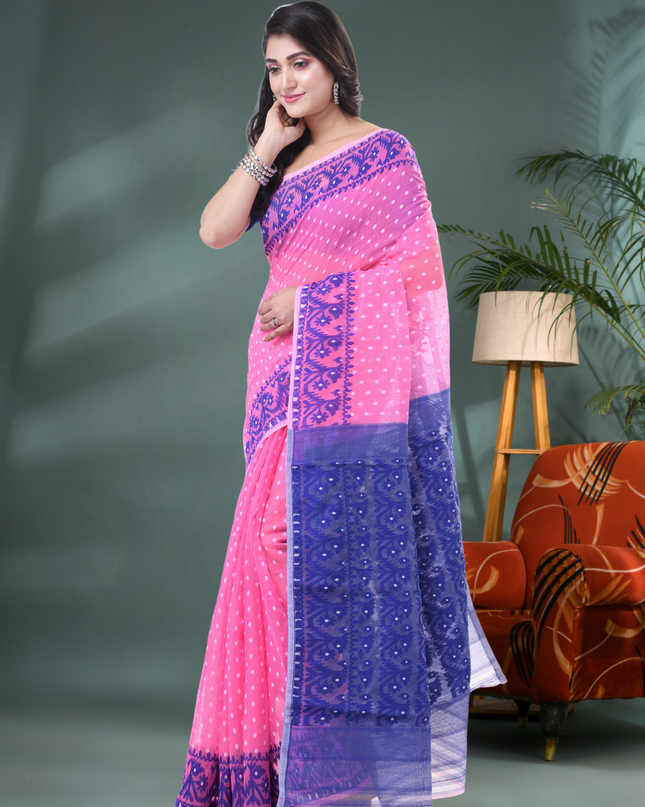 Women’s Dhakai Jamdani Saree – Hajar Buti Design